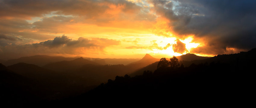 Scenic sunset in Munnar Valley, Kerala