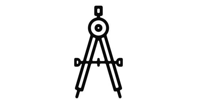 Measuring compass line icon motion graphic animation with alpha channel.