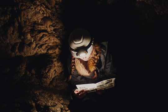 Women exploring caves