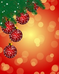 Christmas theme with ornaments and blur background