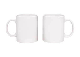 Blank coffee mug isolated on white background. Template of drink cup for your design. ( Clipping paths or cut out object for montage ) Can put text, image, and logo.