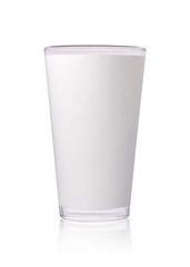 Tall glass isolated on white background. Transparent drink mug or glassware for your design. ( Clipping paths or cut out object for montage ) Can put text, image, and logo.
