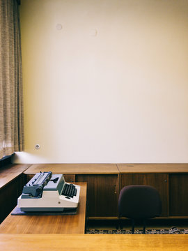 Typewriter on Desk in Retro-Styled Office