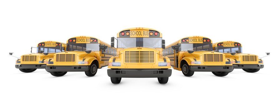 3D Rendering School Bus isolated on a white background