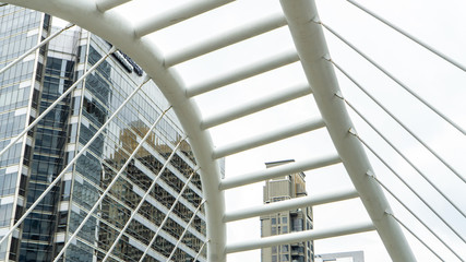 low angel view on modern footbridge building