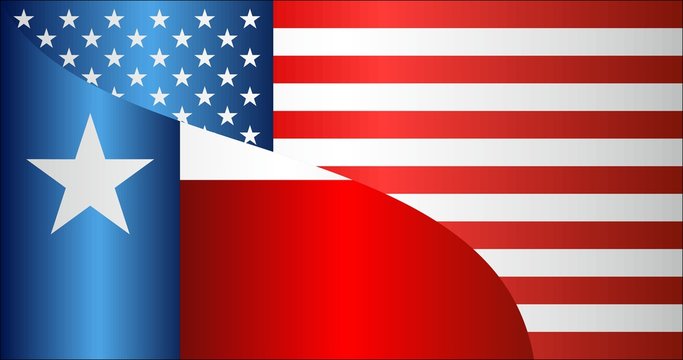 Flag of USA and Texas state - Illustration, 
Mixed Flags of the USA and Texas