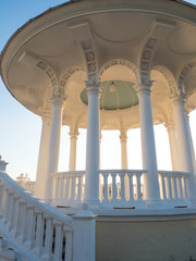 Architecture of the observation deck in the seaport on a sunny day