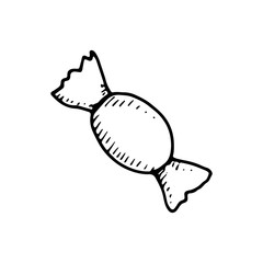candy cane icon. sketch isolated object