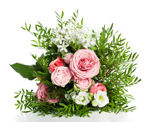 Pink rose in a floral bouquet