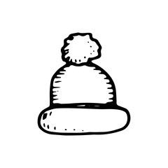 winter hat icon. sketch isolated object