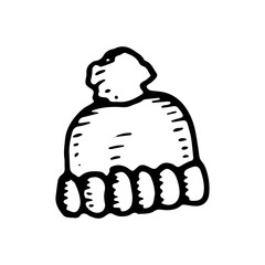 winter hat icon. sketch isolated