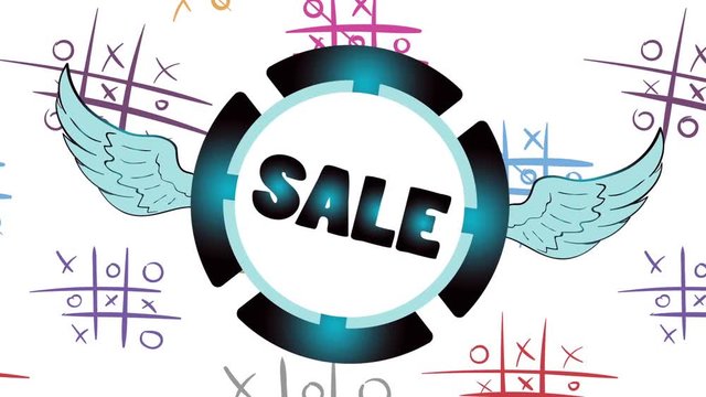 Sale blue icon and tic-tac-toe