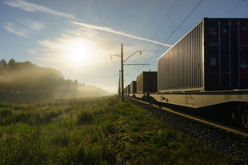 train at sunset