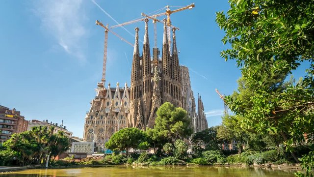 The Sagrada Familia, a famous unfinished church designed by Catalan architect Antoni Gaudi. Sagrada Familia is one of the most visited touristic sights in Barcelona.