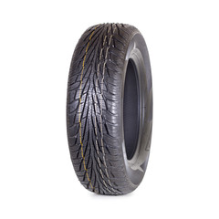 New car tire on white background close up isolated