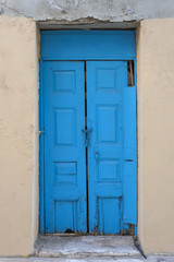 Greek painted blue doors