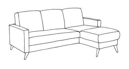 Sofa isolated on white background. Vector illustration in a sketch style.