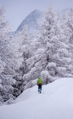 man enjoying cross country skiing