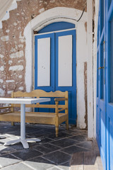 Fototapeta na wymiar Greek painted blue doors