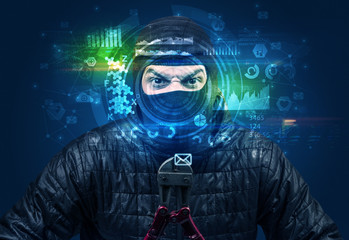 Biometric identification and Facial recognition system concept. 