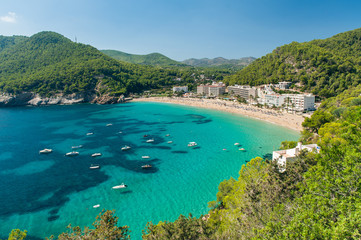 Obraz premium A beach with crystal water in Ibiza