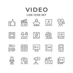Set line icons of video