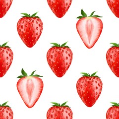 Strawberry. Decorative seamless pattern with red berries