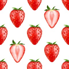 Strawberry. Decorative seamless pattern with red berries