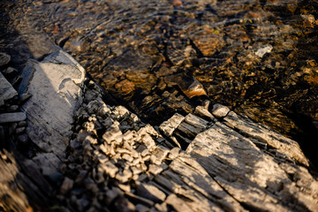 Quiet river water in the evening light  background