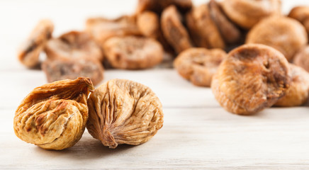 Dry fig close up on wood desk