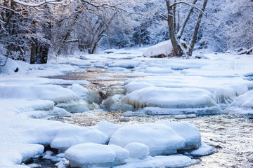 Winter landscape by a river