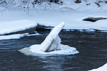 Ice floes in the river