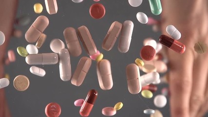 Pharmaceutical industry drugs pills vitamins slow motion - Powered by Adobe