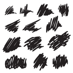 Scribble brush strokes set, vector logo design