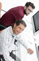 Fototapeta premium business partners are working on the computer