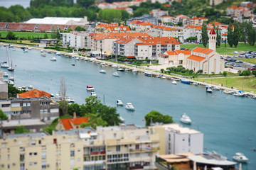 Fototapeta premium Beautiful summer view on Omis town and Cetina river in Croatia.