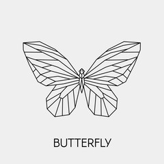 Geometric butterfly. Polygonal linear abstract animal. Vector illustration
