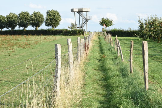 landweggetje naar uitkijktoren op de heuvels van Zuid-Limburg
