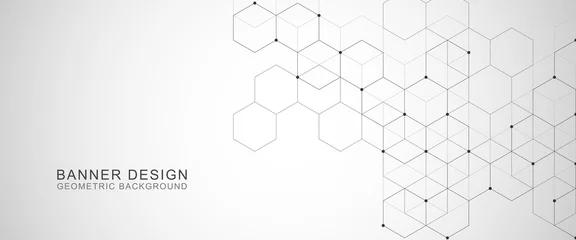 Fotobehang Vector hexagons pattern. Geometric abstract background with simple hexagonal elements. Medical, technology or science design. © Kingline