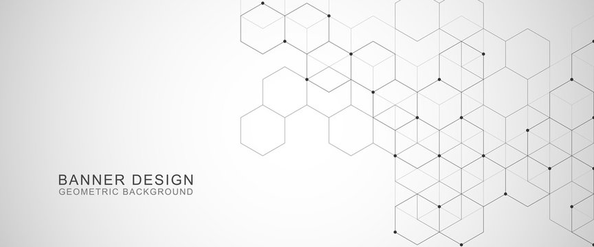 Vector hexagons pattern. Geometric abstract background with simple hexagonal elements. Medical, technology or science design.