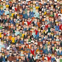 Large group of people. Seamless background. Business people, teamwork concept. Flat vector illustration