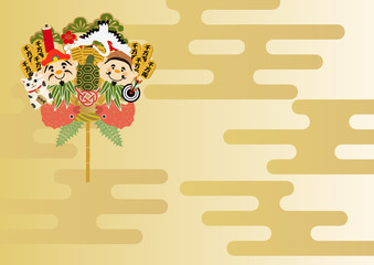 11月　酉の市熊手。大黒天と恵比寿天の縁起物。