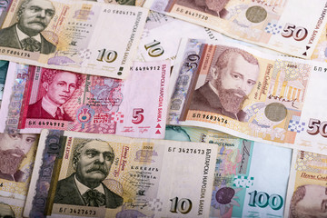 Different Bulgarian banknotes
