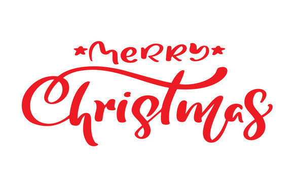 Merry Christmas red vintage calligraphy lettering vector text. 