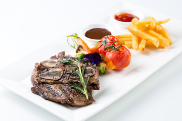 Grilled steaks with sea salt