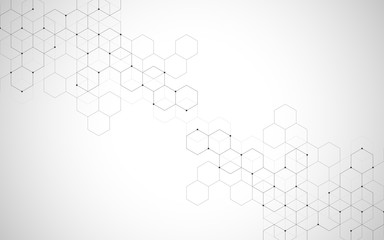 Hexagons pattern. Geometric abstract background with simple hexagonal elements. Medical, technology...