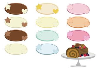 チョコレートプレートの素材集。デコレーションのイラスト。デザインマテリアル。