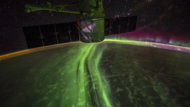 Time lapse of  Aurora Borealis over Earth seen from  International Space Station ISS. Images courtesy of NASA.  