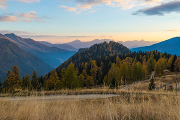 Colorful Autumn Mountain Landscape Panorama View In National Park Hohe Tauern Carinthia Austria
