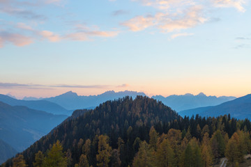 Fototapeta na wymiar Colorful Autumn Mountain Landscape Panorama View In National Park Hohe Tauern Carinthia Austria